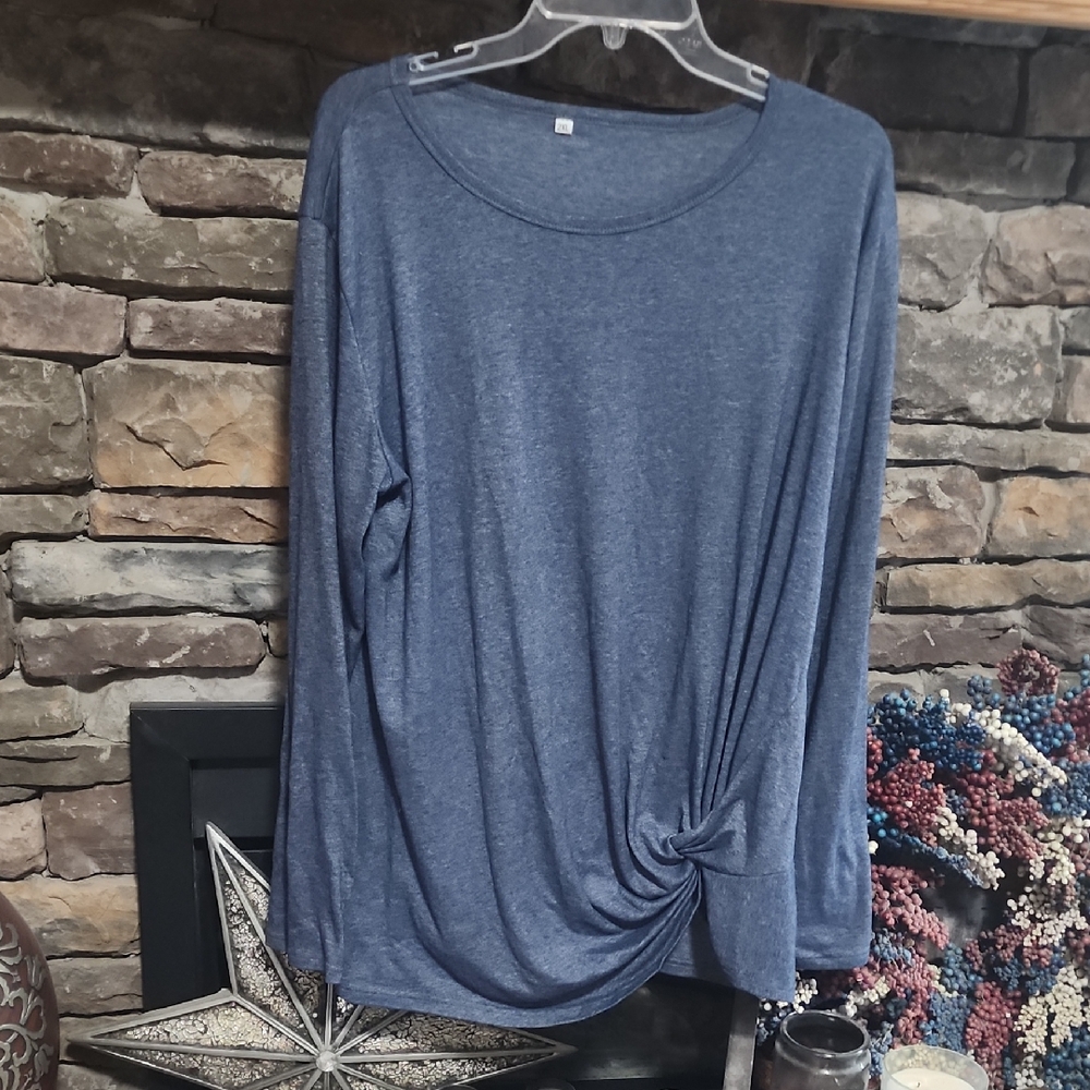 Blue Long Sleeve Long Top Sz 2XL